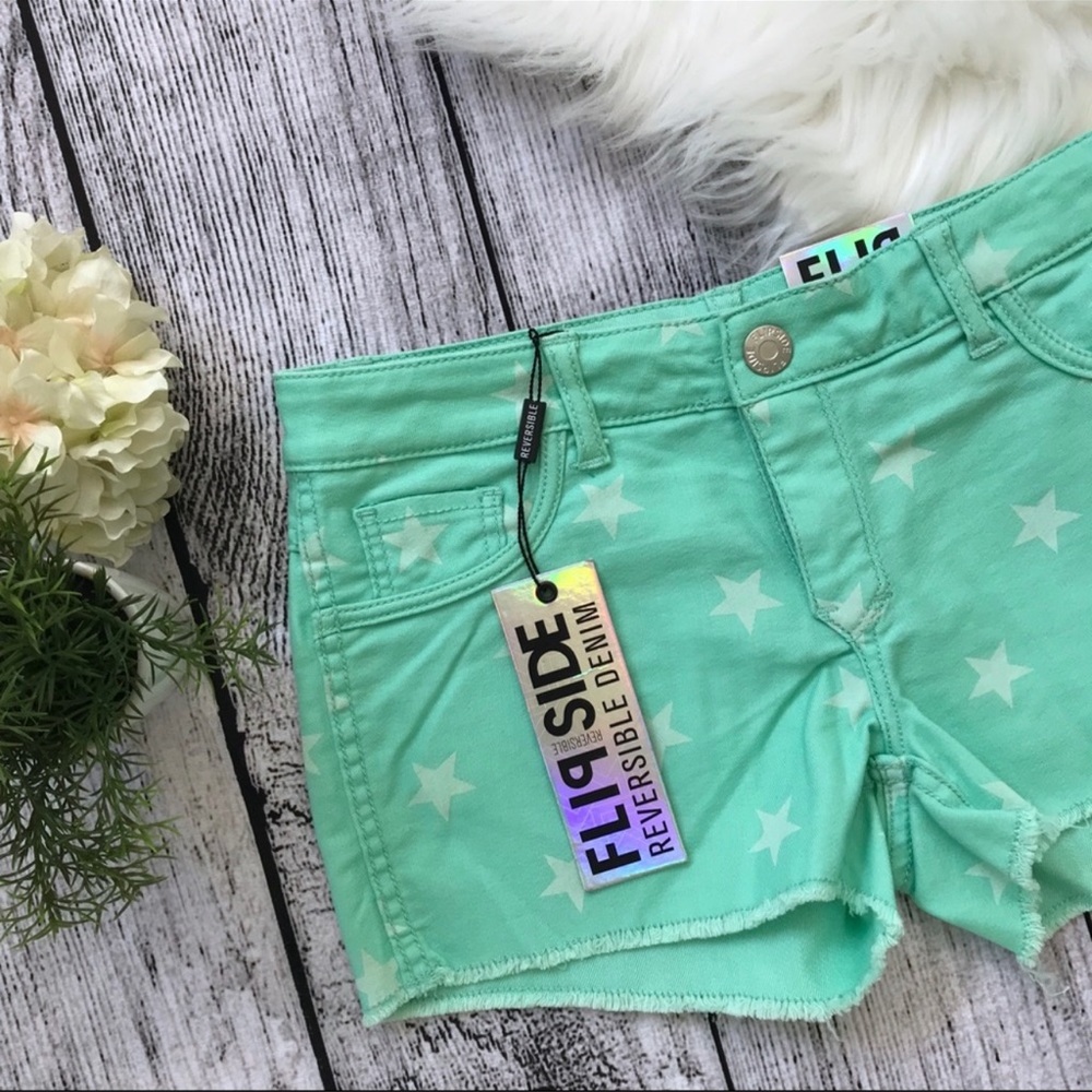 FLIPSIDE Reversible Mint Denim Shorts 00834